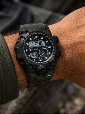 ACTIVA by Invicta Tactical Digital Sport Watch Black & Camouflage Strap